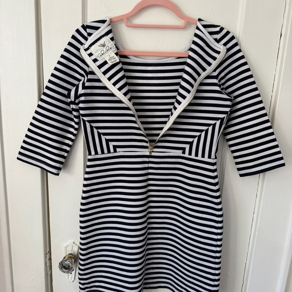 Tabitha from Anthropologie Striped Dress with Chambray Pockets Size 4 - Picture 5 of 10